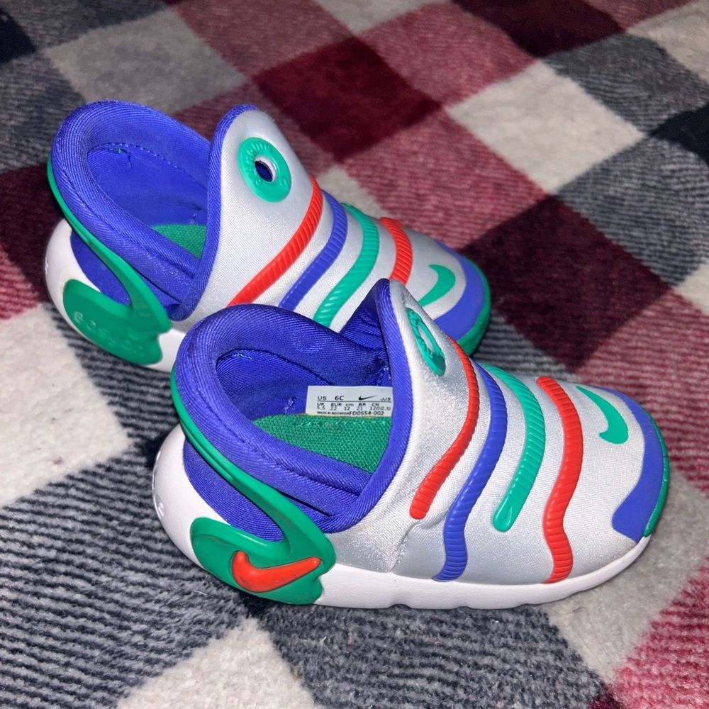 Nike Kids Sneakers in White, Purple, and Green